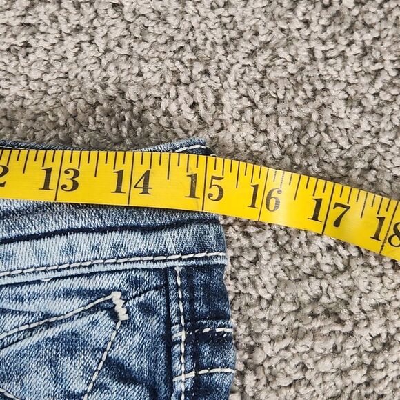 Vigoss Jeans Womens 4 Chelsea Capri Distressed Stretch Thick Stitch Wide Baggy - Picture 12 of 15